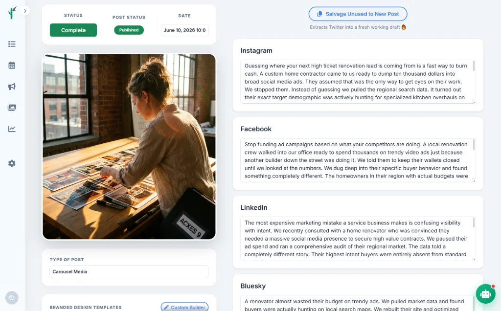 Omni-channel review screen ensuring platform cohesion